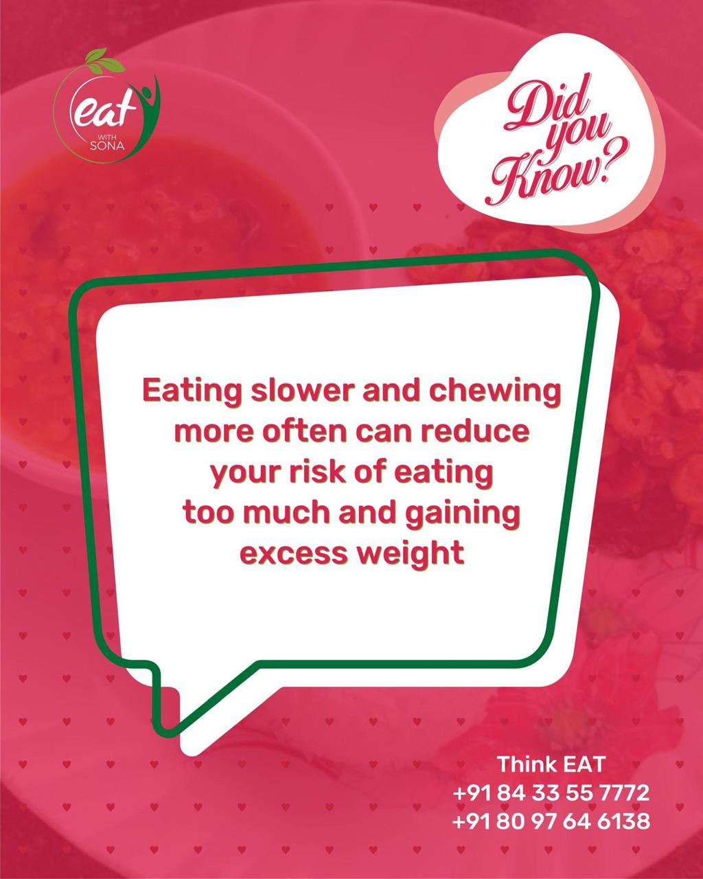 Mindful eating tip about eating slower and chewing more